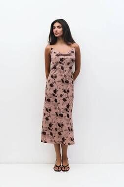 NEW MOD REF lightweight cowl neck floral slip dress in rose